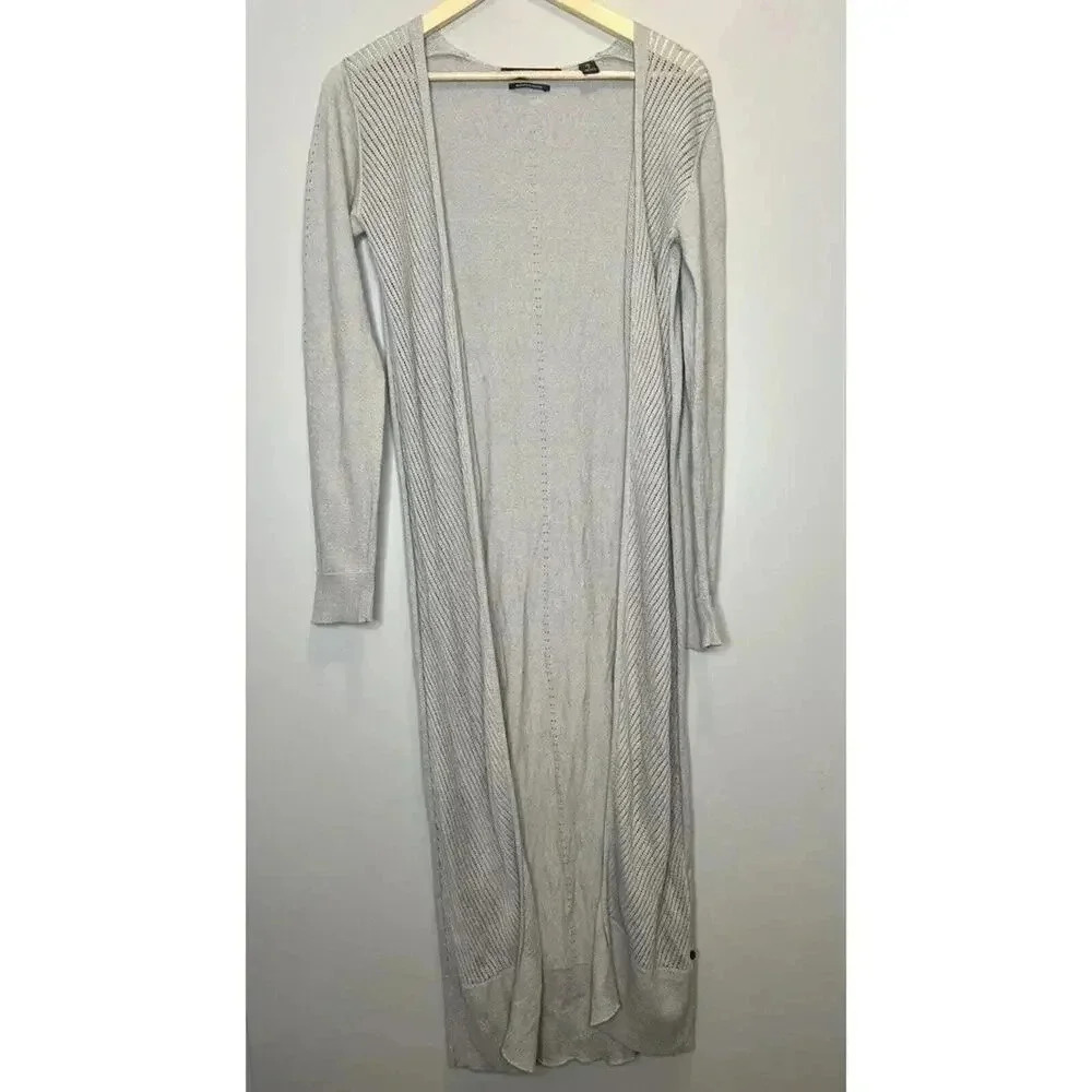 Scotch & Soda WOMENS SMALL Gray Cotton Linen Blend Duster Cardigan Sweater Long